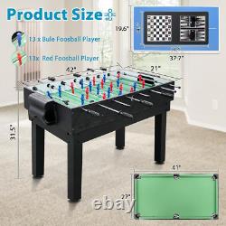 10-In-1 Combo Game Table Set for Home, Game Room Foosball, Air Hockey, Chess, Po