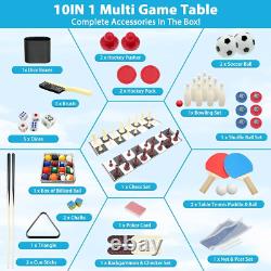 10-In-1 Combo Game Table Set for Home, Game Room Foosball, Air Hockey, Chess, Po