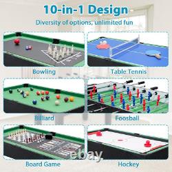 10-In-1 Combo Game Table Set for Home, Game Room Foosball, Air Hockey, Chess, Po
