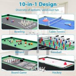 10-in-1 Combo Game Table Set for Home, Game Room Foosball, Air Hockey, Chess