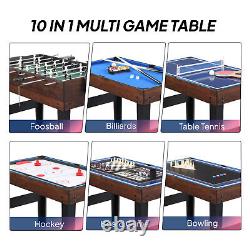 10 in 1 Multi Combo Game Table Set withAir Hockey Foosball Pool for Game Room Home
