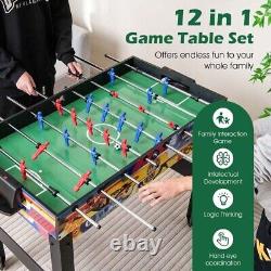 12-in-1 Combo Game Table Set with Foosball Air Hockey Pool Ping Pong Chess Bowling