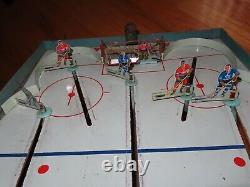 1960s POWERPLAY Table Hockey Game w Metal BLACK HAWKS vs MAPLE LEAFS Players