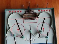 1960s POWERPLAY Table Hockey Game w Metal BLACK HAWKS vs MAPLE LEAFS Players