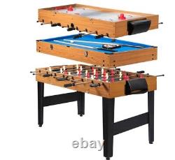 3-in-1 48 Combo Game Table with Soccer, Billiard, Slide Hockey, Wood Foosball Tab