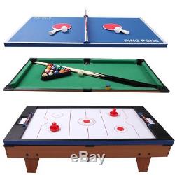 3 in 1 Air Hockey Ping Pong Tennis Pool Table Billiard Swivel Play Game Table US