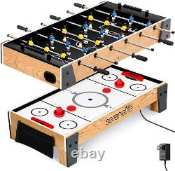 38 Table Top Air Hockey and 40 Foosball Set, 2-In-1 Swivel Game Table with Soc