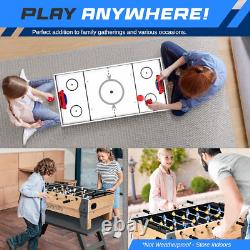 38 Table Top Air Hockey and 40 Foosball Set, 2-In-1 Swivel Game Table with Soc