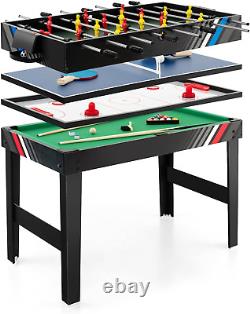 4-In-1 Combination Game Table, 49'' Multi Game with Soccer, Air Hockey, Billiard