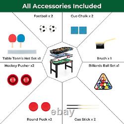 4-In-1 Combination Game Table, 49'' Multi Game with Soccer, Air Hockey, Billiard