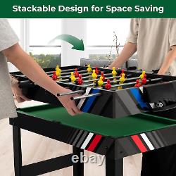 4-In-1 Combination Game Table, 49'' Multi Game with Soccer, Air Hockey, Billiard