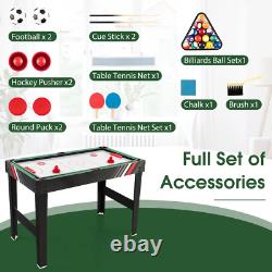 4-In-1 Combo Game Table 49 Foosball with Pool Billiards Air Hockey Table Tennis