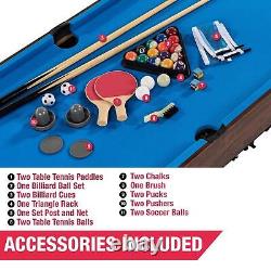 4-In-1 Combo Game Table Foosball Air Powered Hockey Table Tennis Billiards