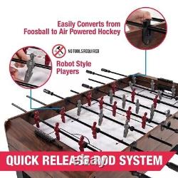 4-In-1 Combo Game Table Foosball Air Powered Hockey Table Tennis Billiards