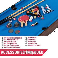 4-In-1 Combo Game Table Foosball Hockey Table Tennis Billiards