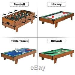 4 In 1 Multi Game Air Hockey Foosball Ping Pong Billiards Table Compact Size Fun