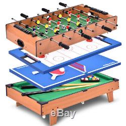 4 In 1 Multi Game Air Hockey Tennis Football Pool Table Billiard Foosball Gift