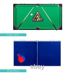 4-In-1 Multi Game Table, Children's Arcade Set With Pool Billiards, Air Hockey, Fo