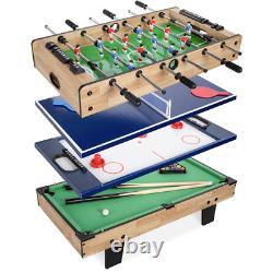 4-In-1 Multi Game Table, Childrens Arcade Set With Pool Billiards, Air Hockey, Fo