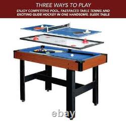 4 ft. 3 In 1 Multi-game Home Arcade Billiards & Tennis & Slide Hockey Play Table