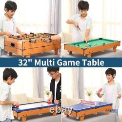 4-in-1 32 Combination Game Table for Foosball, Air Hockey, Billiards and