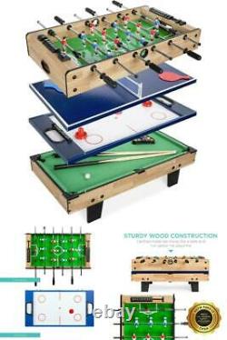 4-in-1 Arcade Competition Game Table Pool Billiards Air Hockey Foosball Tennis