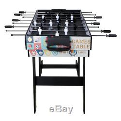 4-in-1 Game Table with Pool Billiard Slide Hockey Foosball and Table Tennis