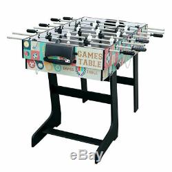 4-in-1 Game Table with Pool Billiard Slide Hockey Foosball and Table Tennis