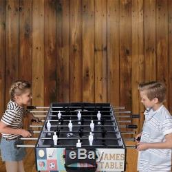 4-in-1 Game Table with Pool Billiard Slide Hockey Foosball and Table Tennis