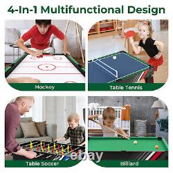 4-in-1 Multi Game Table 49 Foosball Table with Pool Billiards Air Hockey Party