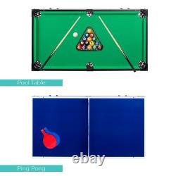4-in-1Game Table, Arcade Set with Pool Billiards Air Hockey Foosball Table Tennis