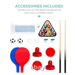 4-in-1Game Table, Arcade Set with Pool Billiards Air Hockey Foosball Table Tennis