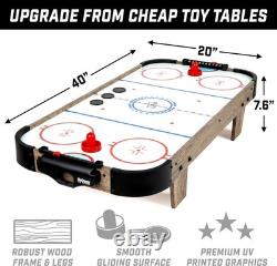 40 Inch Table Top Air Hockey Game for Kids -AC Outlet Powered Motor-Oak or Black