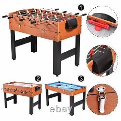 48 3-In-1 Multi Combo Game Table Foosball Soccer Billiards Pool Hockey For Kids