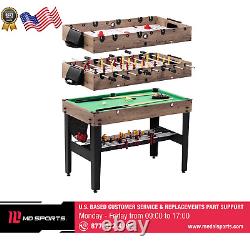 48 3-in-1 Combo Game Pool Table Air Hockey Foosball Table by MD Sports