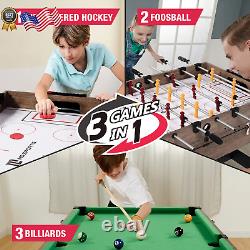 48 3-in-1 Combo Game Pool Table Air Hockey Foosball Table by MD Sports