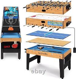 48 6-in-1 Game Table, Full-Size In/Outdoor Arcade Sports Table Table Tennis