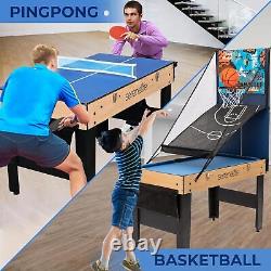 48 6-in-1 Game Table, Full-Size In/Outdoor Arcade Sports Table Table Tennis