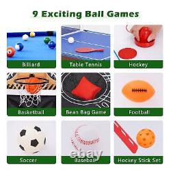 48 9-in-1 Multi Game Table Comb Arcade Set Pool Air Hockey Soccer Ping Pong Kid