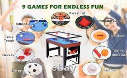 48 9-in-1 Multi Game Table Comb Arcade Set Pool Air Hockey Soccer Ping Pong Kid