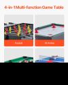 48 Air Hockey Table 4-in-1 Combo Game Table Hockey Foosball Ping Pong Billiard