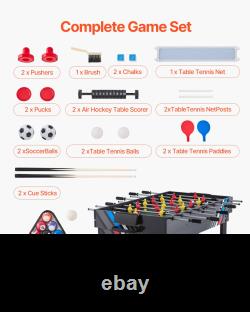 48 Air Hockey Table 4-in-1 Combo Game Table Hockey Foosball Ping Pong Billiard