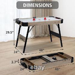 48 Air Powered Hockey Table Foldable Electronic Scorer Indoor Game Room 2 Pucks