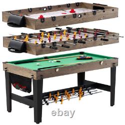 48 Inch 3-In-1 Combo Game Table, Air Powered Hockey, Foosball