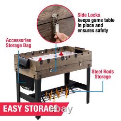 48 Inch 3-In-1 Combo Game Table, Air Powered Hockey, Foosball