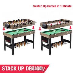 48 Inch 3-in-1 Combo Game Table, Air Powered Hockey, Foosball & Billiards, Green