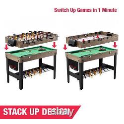 48 Inch 3-in-1 Combo Game Table Air Powered Hockey Foosball and Billiards Games