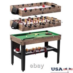 48 Inch 3 in 1 Pool Air Hockey Foosball Game Table Combo With Accessories New