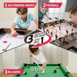 48 Inch 3 in 1 Pool Air Hockey Foosball Game Table Combo With Accessories New