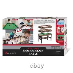 48 Inch 3 in 1 Pool Air Hockey Foosball Game Table Combo With Accessories New